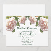 Elegante roze blos witte rozen Bruids douche Kaart (Voorkant / Achterkant)
