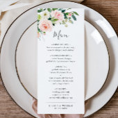 Elegante Roze Blosem Bloemen Trouw Dinner Menu