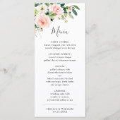 Elegante Roze Blosem Bloemen Trouw Dinner Menu (Voorkant)