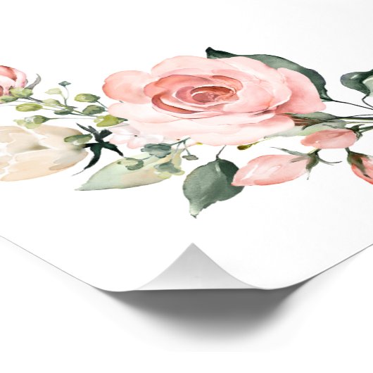 Elegante Roze Blosems Bloemen Doop Welkom Bord Perfect Poster (Hoek)