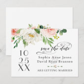 Elegante Roze Blosems Bruiloft Handgeschreven Save The Date (Voorkant / Achterkant)