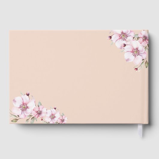 Elegante Roze Blozende Bloemen Bruidsboeket Shower Gastenboek (Achterkant)