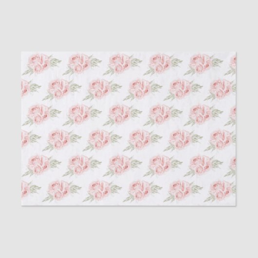 Elegante Roze Blozende Roze Bloemen Tissuepapier (Voorkant)