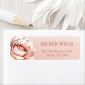 Elegante roze blozende tint op roze gouden retoura etiket (Insitu)