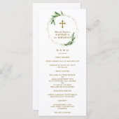 Elegante Roze Blush Bloem 1e Verjaardag & Doop Menu (Voorkant / Achterkant)