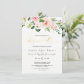 Elegante Roze Blush Bloem Gouden Oefenavondmaal Kaart (Staand voorkant)