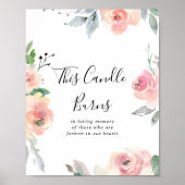 Elegante Roze Blush Bloem Kaars Brandt Bord Poster (Voorkant)