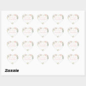Elegante Roze Blush Bloemachtige Bruiloftsborrel Hart Sticker (Vel)
