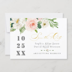 Elegante Roze Blush Bloemen Bruiloft Goud Save The Date
