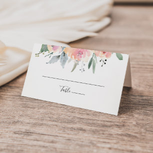 Elegante Roze Blush Bloemen Bruiloft Plaats Kaart Plaatskaartje