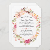 Elegante Roze Blush Bloemen Geometrische bruiloft Kaart (Voorkant / Achterkant)