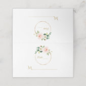 Elegante Roze Blush Bloemen Gouden Frame Tafelnumm Plaatskaartje (Buitenkant ongevouwen)