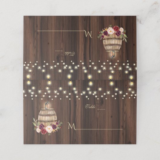 Elegante Roze Blush Bloemen Gouden Lijst Tafelnumm Plaatskaartje (Buitenkant ongevouwen)