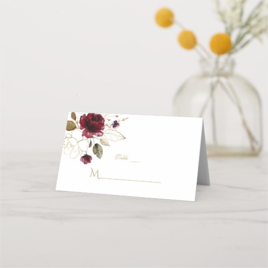 Elegante Roze Blush Bloemen Gouden Lijst Tafelnumm Plaatskaartje (Voorkant)