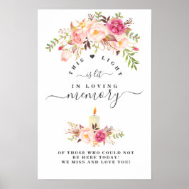 Elegante Roze Blush Bloemen In Loving Memory Bord Poster