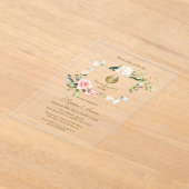 Elegante Roze Blush Bloemen Meisje Heilige Communi Acryl Uitnodigingen (Laagn)