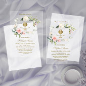 Elegante Roze Blush Bloemen Meisje Heilige Communi Acryl Uitnodigingen