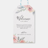 Elegante roze blush bloemenbruiloft welkom cadeaulabel (Voorkant)