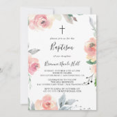 Elegante roze blush bloemendoop kaart (Voorkant)