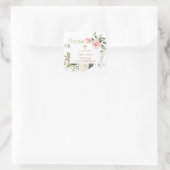 Elegante Roze Blush Bloemige 1e Verjaardag Doop Vierkante Sticker (Tas)