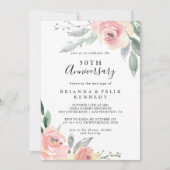Elegante Roze Blush Bloemige 50ste Huwelijksverjaa Kaart (Voorkant)