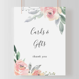 Elegante Roze Blush Bloemkaarten en Cadeaus Bord Poster