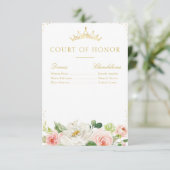 Elegante roze blush bloesem hof van eer kaart (Staand voorkant)