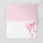 Elegante Roze Blush Bow Vrijgezellenfeest Tafel Plaatskaartje (Buitenkant ongevouwen)
