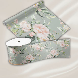 Elegante roze Blush Eucalyptus Saliegroen Trouw Satijnen Lint