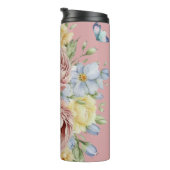 Elegante roze blush flora oma thermosbeker (Geroteerd rechts)