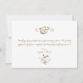 Elegante Roze Blush Gouden Bloem Dankjewel Bruilof Bedankkaart (Achterkant)
