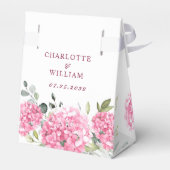 Elegante Roze Blush Hydrangea Eucalyptus Bruiloft Bedankdoosjes (Achterkant)