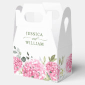 Elegante Roze Blush Hydrangea Eucalyptus Bruiloft Bedankdoosjes (Geopend)