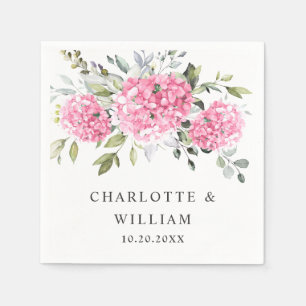 Elegante Roze Blush Hydrangea Eucalyptus Bruiloft Servet