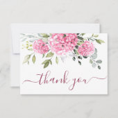 Elegante Roze Blush Hydrangea Eucalyptus Floral Bedankkaart (Voorkant)