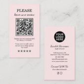 Elegante roze blush laat een Review achter Visitekaartje (Voorkant / Achterkant)
