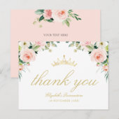 Elegante roze blush quinceanera bedankkaart uitnodiging briefkaart (Voorkant / Achterkant)