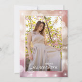 Elegante roze blush quinceañera foto kaart (Voorkant)