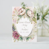 Elegante Roze Blush Romantische Rustieke Save The Date (Staand voorkant)