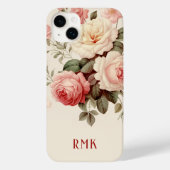 Elegante Roze & Blush Rozen w/Monogram Case-Mate iPhone Case (Achterkant)