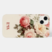 Elegante Roze & Blush Rozen w/Monogram Case-Mate iPhone Case (Achterkant (horizontaal))