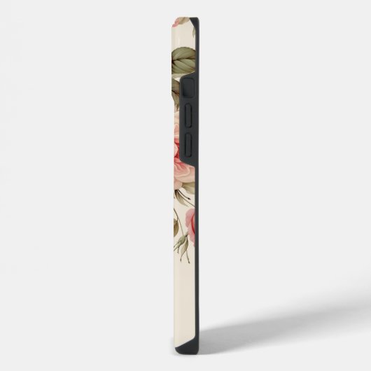 Elegante Roze & Blush Rozen w/Monogram iPhone Hoesje (Linkerkant)