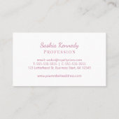 Elegante Roze Blush Script Professionele Monogram Visitekaartje (Achterkant)