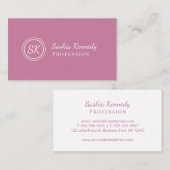 Elegante Roze Blush Script Professionele Monogram Visitekaartje (Voorkant / Achterkant)