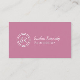 Elegante Roze Blush Script Professionele Monogram Visitekaartje