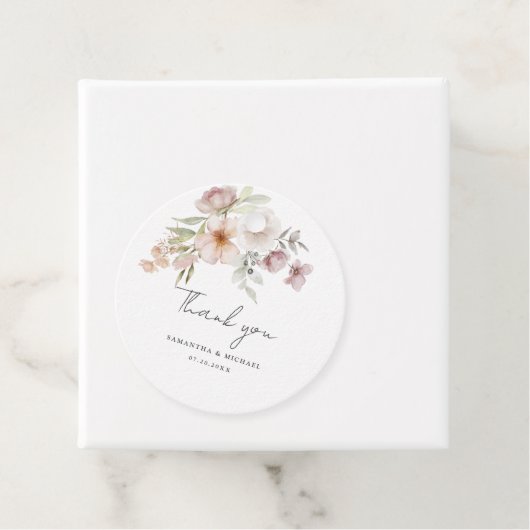 Elegante Roze Blush Waterverf bruiloft Bedankjes Labels (In situ)