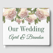 Elegante roze blush witte rozen gastenboek (Voorkant)
