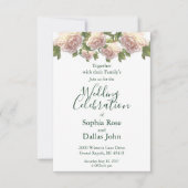 Elegante roze blush witte rozen kaart (Voorkant)