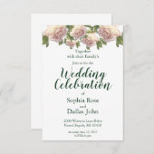 Elegante roze blush witte rozen Trouwen Kaart (Voorkant / Achterkant)