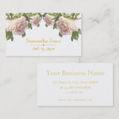 Elegante roze blush witte rozen visitekaartje (Voorkant / Achterkant)